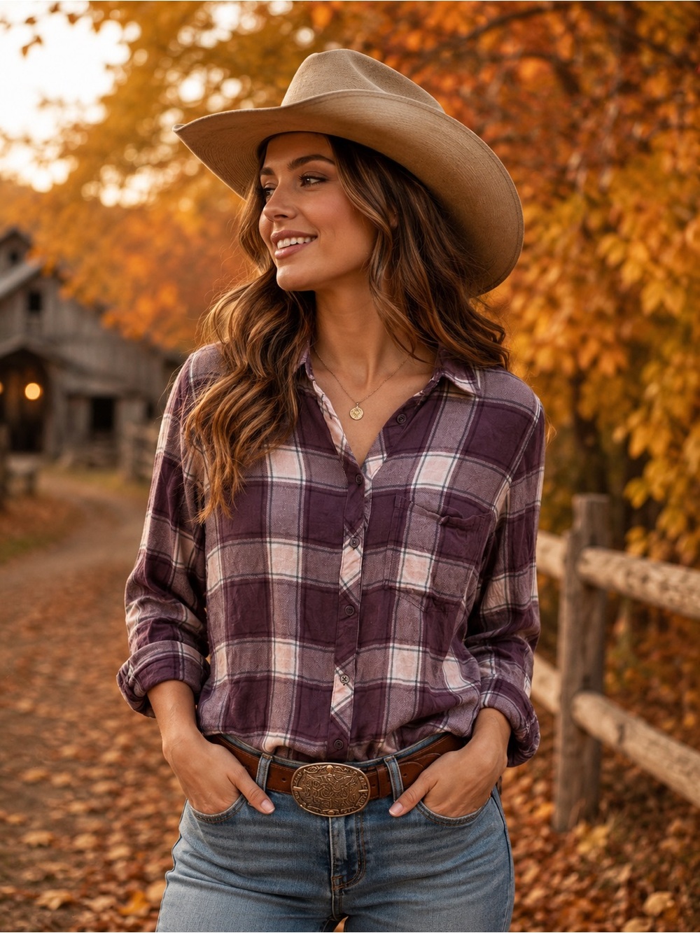 Plaid Button-Front Shirt in Purple - Classic Casual Style